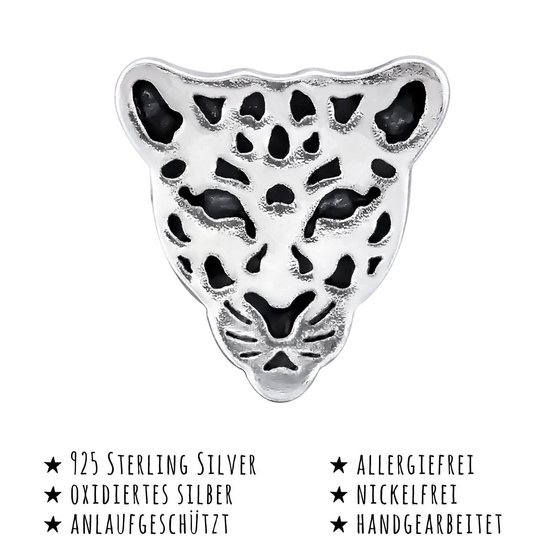 Das Bild mit Beschreibung zeigt Kinder Ohrringe Tiger Ohrstecker aus 925 Sterling Silver echt Silber