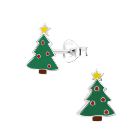 Weihnachtsbaum Kinderohrringe 925 Silber