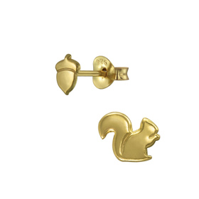 Eichhrnchen und Nuss Kinderohrringe 925 Silber