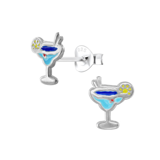 Cocktail Glas Kinderohrringe 925 Silber