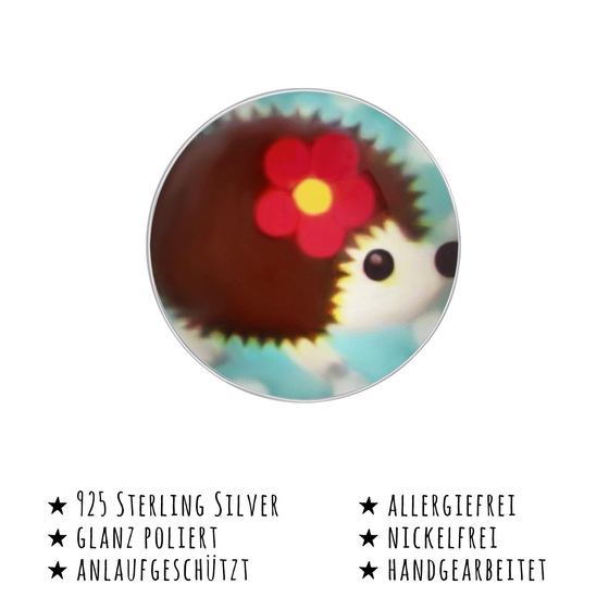 Das Bild mit Beschreibung zeigt Kinder Ohrringe Igel Ohrstecker aus 925 Sterling Silver echt Silber