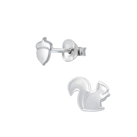 Eichh�rnchen und Nuss Kinderohrringe 925 Silber