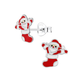 Weihnachtsmann Kinderohrringe 925 Silber