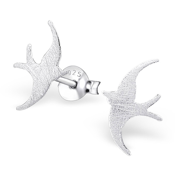 Auf dem Bild zu sehen sind Damen Ohrringe Vogel Schwalbe Ohrstecker aus 925 Sterling Silver echt Silber