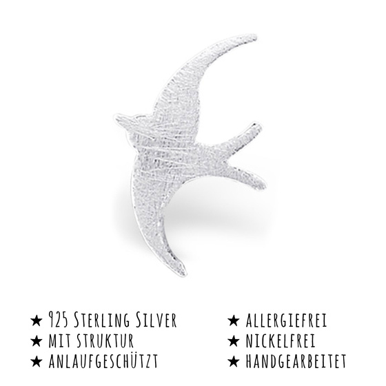 Das Bild mit Beschreibung zeigt Damen Ohrringe Vogel Schwalbe Ohrstecker aus 925 Sterling Silver echt Silber