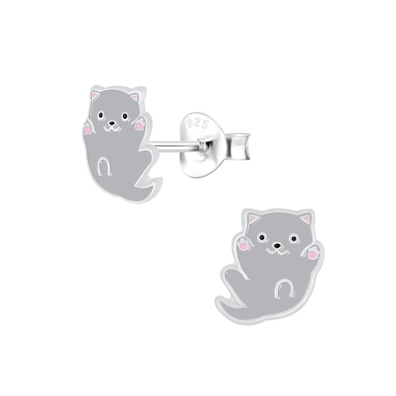 Katzen Kinderohrringe 925 Silber