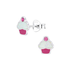 Cupcake Kristall Kinderohrringe 925 Silber