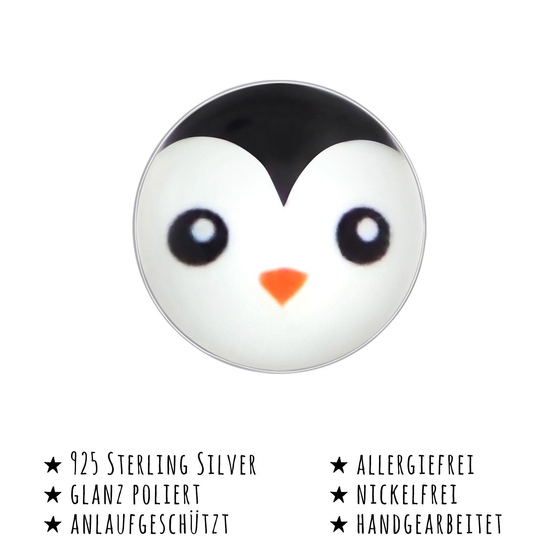 Das Bild mit Beschreibung zeigt Kinder Ohrringe Pinguin Ohrstecker aus 925 Sterling Silver echt Silber