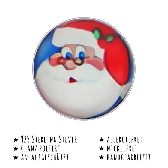 Das Bild mit Beschreibung zeigt Kinder Ohrringe Weihnachtsmann Ohrstecker aus 925 Sterling Silver echt Silber