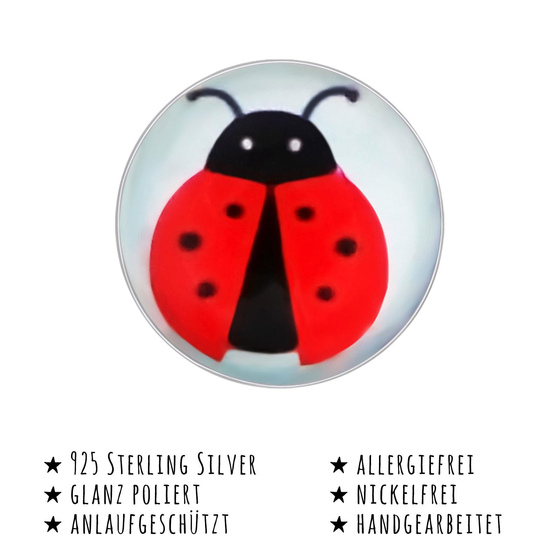 Das Bild mit Beschreibung zeigt Kinder Ohrringe Marienkfer Ohrstecker aus 925 Sterling Silver echt Silber