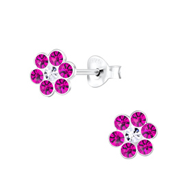 Blumen Kristall Ohrringe 925 Silber