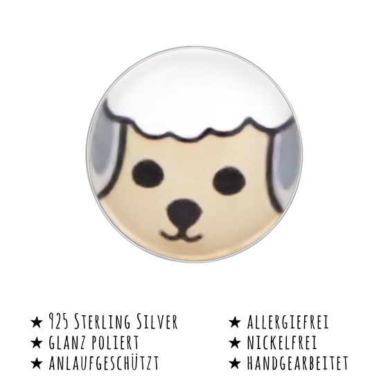 Das Bild mit Beschreibung zeigt Kinder Ohrringe Schaf Ohrstecker aus 925 Sterling Silver echt Silber