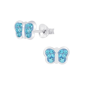 Schmetterling Kristall Kinderohrringe 925 Silber