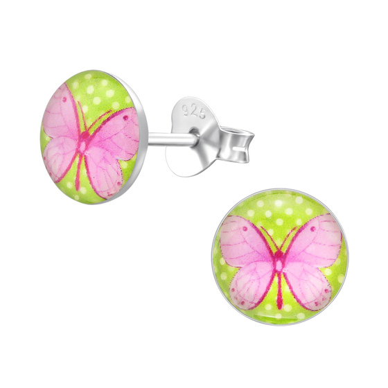 Auf dem Bild zu sehen sind Kinder Ohrringe Schmetterling Ohrstecker aus 925 Sterling Silver echt Silber