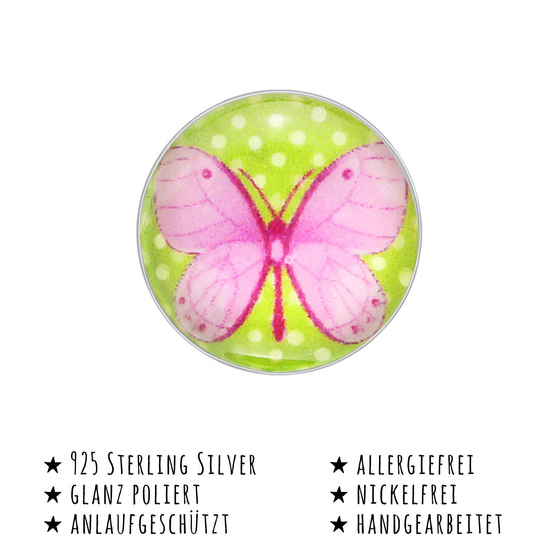 Das Bild mit Beschreibung zeigt Kinder Ohrringe Schmetterling Ohrstecker aus 925 Sterling Silver echt Silber