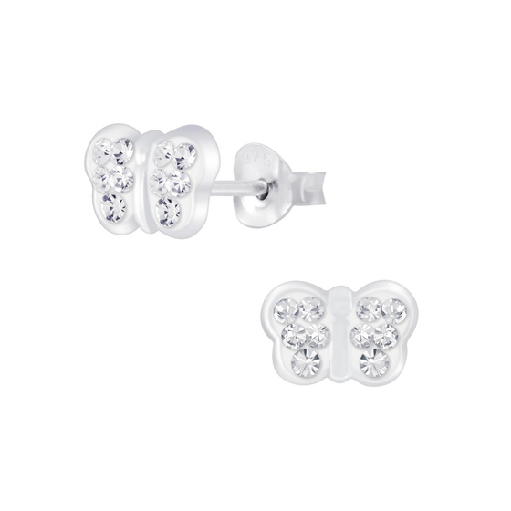 Schmetterling Kristall Kinderohrringe 925 Silber