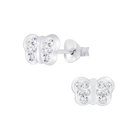 Schmetterling Kristall Kinderohrringe 925 Silber