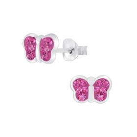Schmetterling Kristall Kinderohrringe 925 Silber