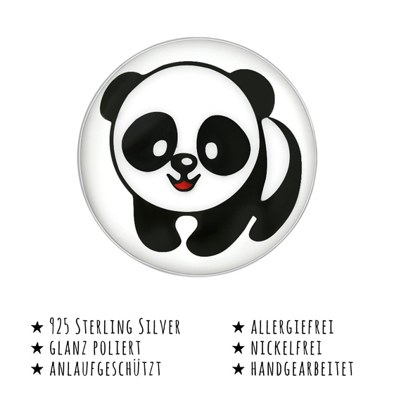 Das Bild mit Beschreibung zeigt Kinder Ohrringe Pandabr Ohrstecker aus 925 Sterling Silver echt Silber