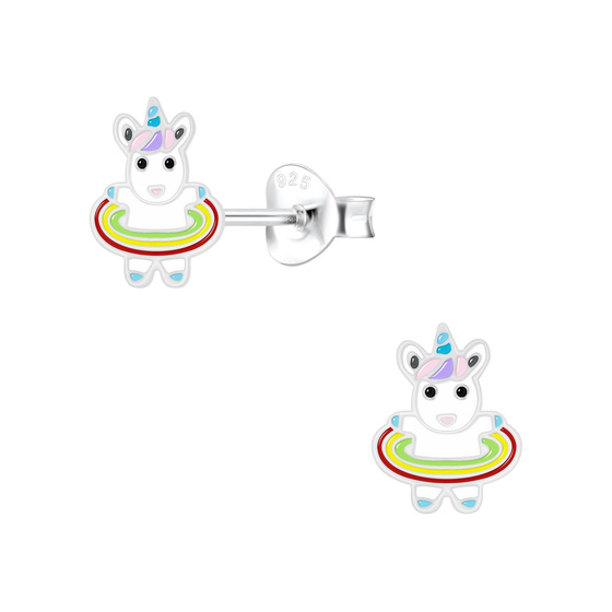 Einhorn Hula Hoop Kinderohrringe 925 Silber