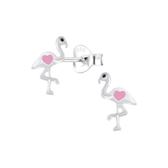 Flamingo Kinderohrringe 925 Silber