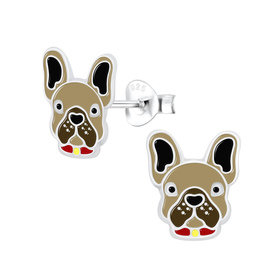 Franz�sische Bulldoggen Kinderohrringe 925 Silber