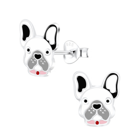 Franz�sische Bulldoggen Kinderohrringe 925 Silber
