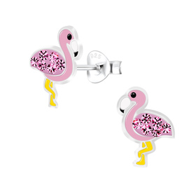 Flamingo Kinderohrringe 925 Silber