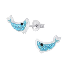 Wal Kristall Kinderohrringe 925 Silber