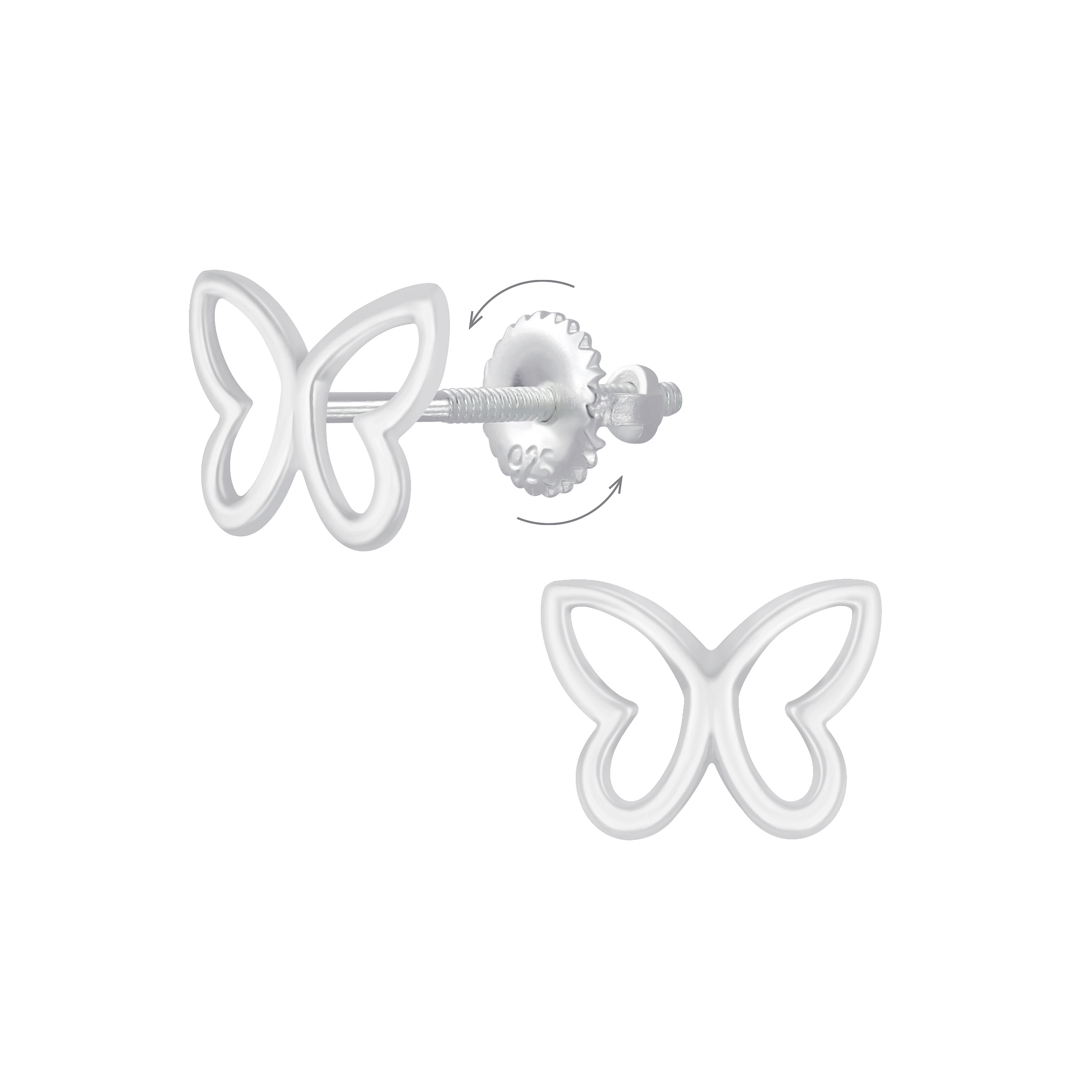 kinderohrringe mit schmetterling motiv und schraubverschluss