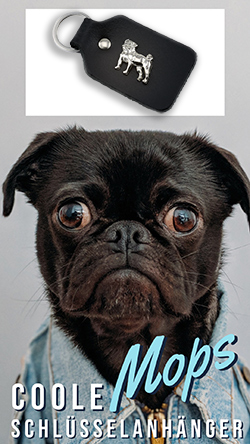 Mops Pug Schlsselanhnger Leder